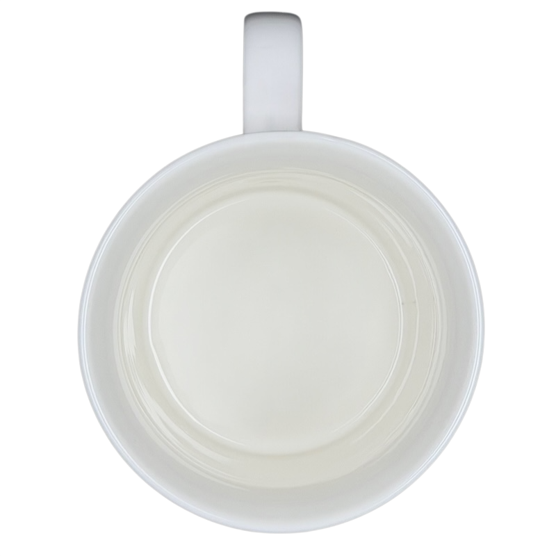 Inside view of Fred Life is Hard Orange Tabby Cat Mug with smooth white surface