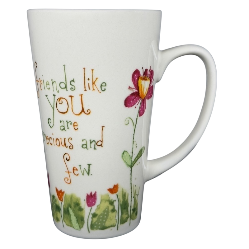 Natural Life Friends Like You Are Precious mug with colorful flower design and heartfelt message