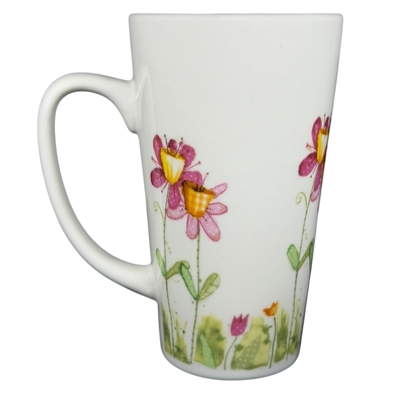 Natural Life Friends Like You Are Precious mug with colorful floral design and tall handle