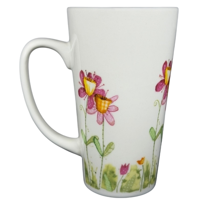 Natural Life Friends Like You Are Precious mug with colorful floral design and tall handle