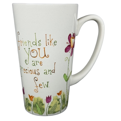 Natural Life Friends Like You Are Precious mug with colorful floral design and heartfelt message