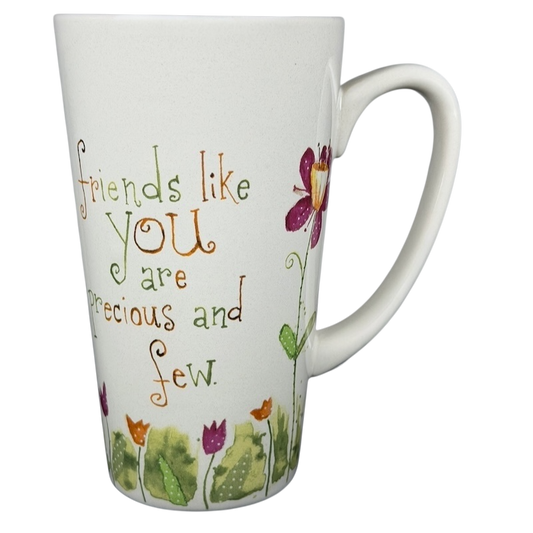 Natural Life Friends Like You Are Precious mug with colorful floral design and heartfelt message