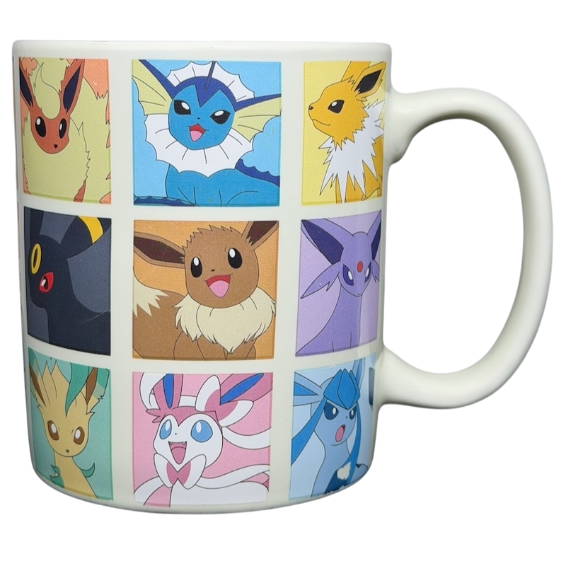 Eevee & Eeveelutions Grid Mug Game Freak featuring all Eeveelutions in vibrant colors