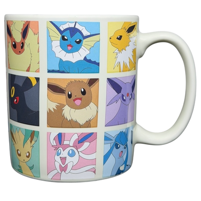 Eevee & Eeveelutions Grid Mug Game Freak featuring all Eeveelutions in vibrant colors