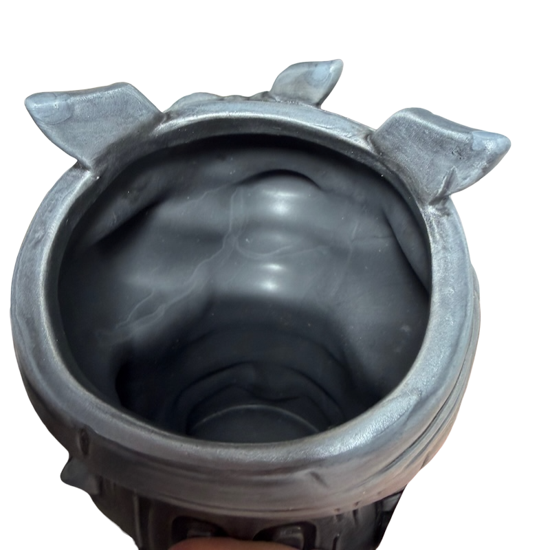 Interior view of Geeki Tiki Winston Hog Life rare collectible tiki mug showcasing detailed design and craftsmanship