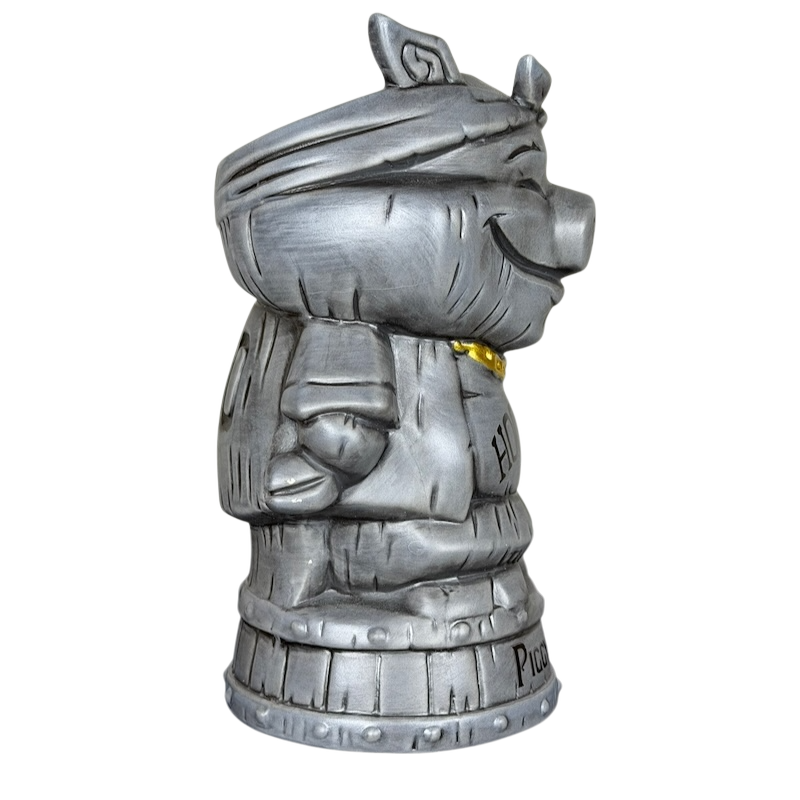 Geeki Tiki Winston Hog Life rare collectible tiki mug in a detailed gray finish and chubby design