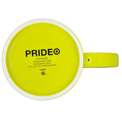 Bright yellow Gender Fluid Pride Mug Target with microwave and dishwasher safe features