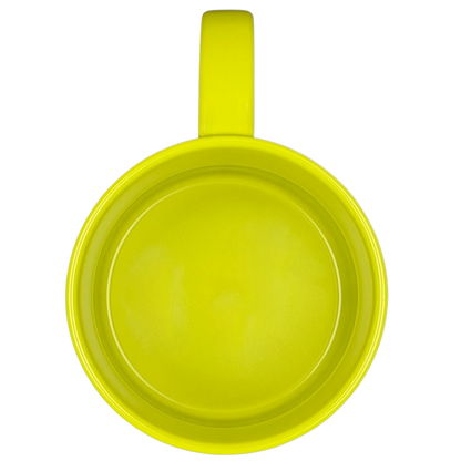 Bright yellow Gender Fluid Pride Mug Target with a smooth finish and comfortable handle