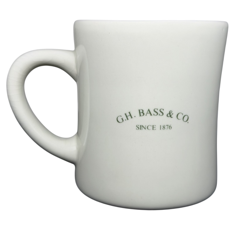 Vintage G.H. Bass Fly-Fishing mug featuring classic logo and curved handle for comfort