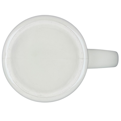 Top view of a vintage G.H. Bass Fly-Fishing mug with a smooth white finish