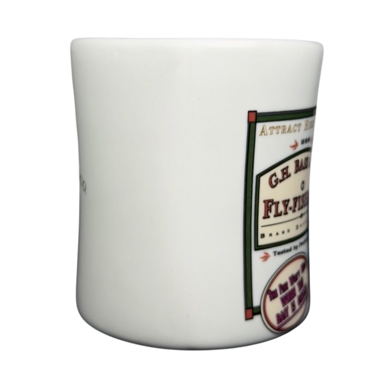 Vintage G.H. Bass Fly-Fishing mug featuring classic graphics and a glossy finish