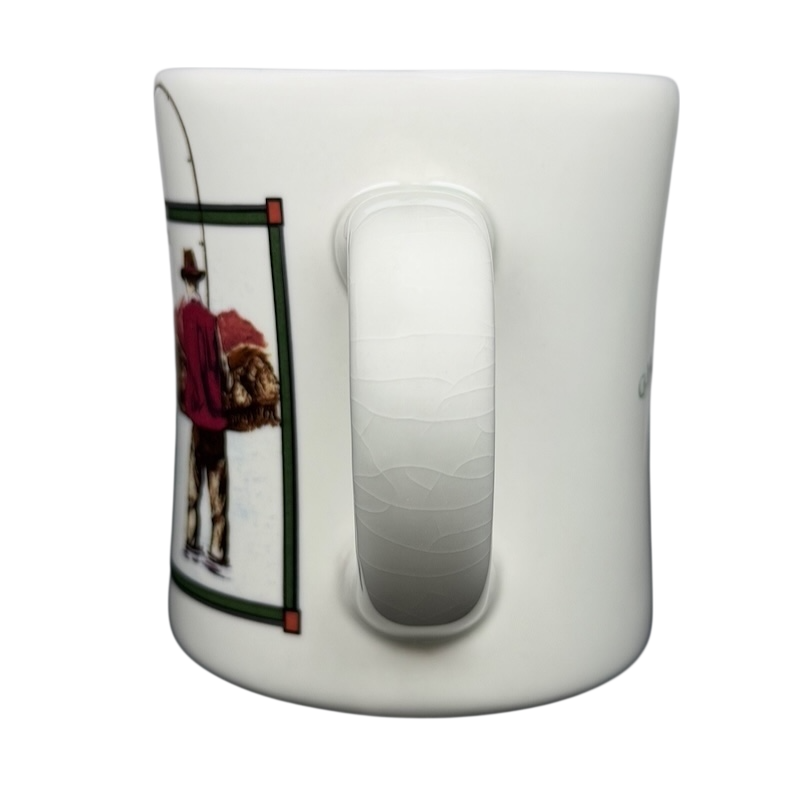 Vintage G.H. Bass Fly-Fishing mug featuring an illustration of a fisherman with his catch