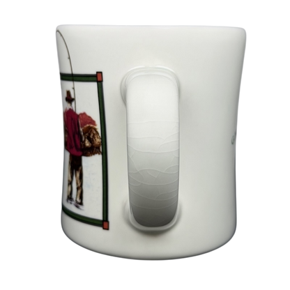 Vintage G.H. Bass Fly-Fishing mug featuring an illustration of a fisherman with his catch