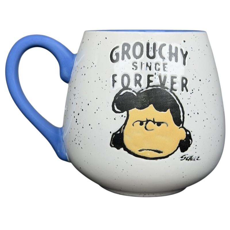 Gibson Peanuts Lucy 'Grouchy Since Forever' Mug with Cartoon Design and Blue Handle