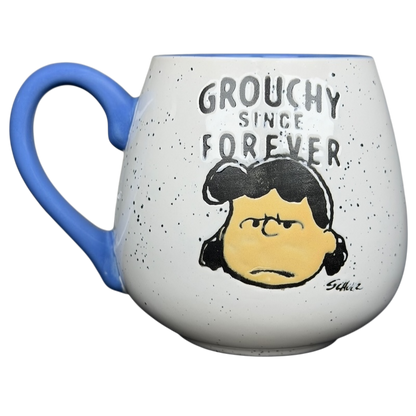 Gibson Peanuts Lucy 'Grouchy Since Forever' Mug with Cartoon Design and Blue Handle