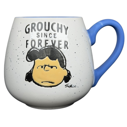 Gibson Peanuts Lucy 'Grouchy Since Forever' Mug featuring a cute Lucy design and blue handle