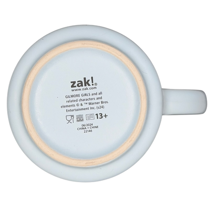 Bottom view of the Zak! Designs Gilmore Girls Lukes Diner Mug with logo and care instructions