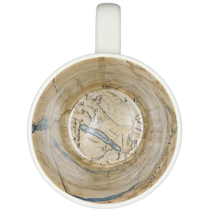 Inside view of a glacier national park mug featuring a detailed map design