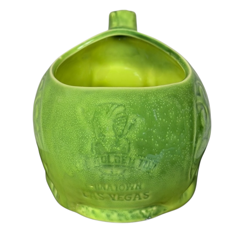 Inside view of Golden Tiki Las Vegas mug showcasing vibrant green ceramic design