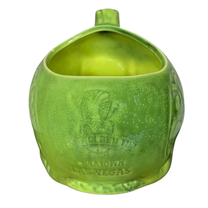 Inside view of Golden Tiki Las Vegas mug showcasing vibrant green ceramic design