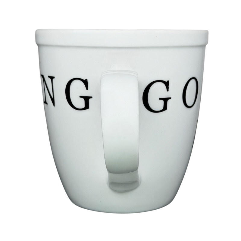 Good Morning Nashville Mug with a simple white design featuring bold black lettering