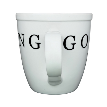 Good Morning Nashville Mug with a simple white design featuring bold black lettering