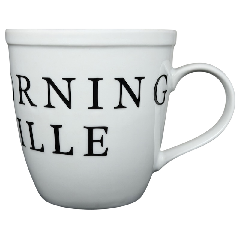 White ceramic Good Morning Nashville Mug with bold black lettering for coffee lovers