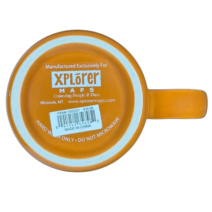 Underside of an Xplore Maps mug with a Grand Canyon National Park Map Mug design for nature lovers