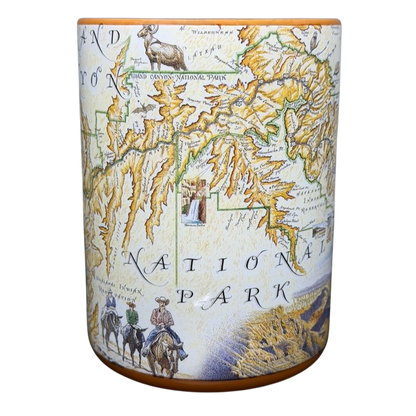 Grand Canyon National Park Map Mug featuring detailed map design with colorful graphic elements