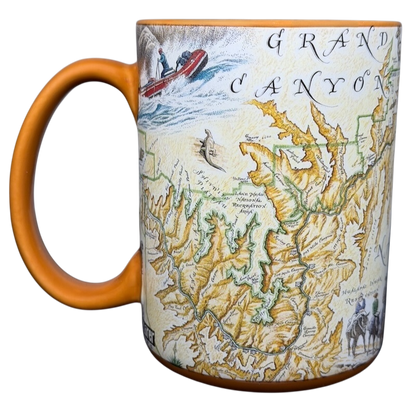Grand Canyon National Park Map Mug featuring a detailed topographic map design with vibrant colors