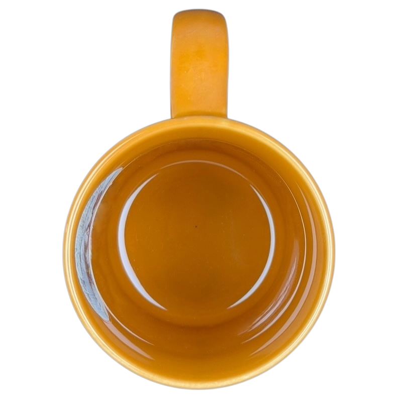 Top view of a yellow Grand Canyon National Park Map Mug showcasing its vibrant interior design