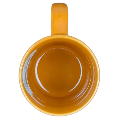Top view of a yellow Grand Canyon National Park Map Mug showcasing its vibrant interior design