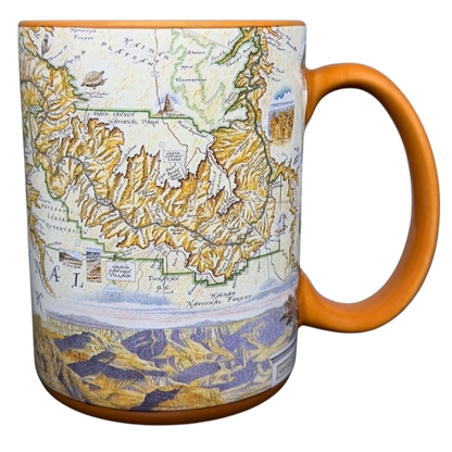 Grand Canyon National Park Map Mug featuring detailed topographic map design and vibrant colors