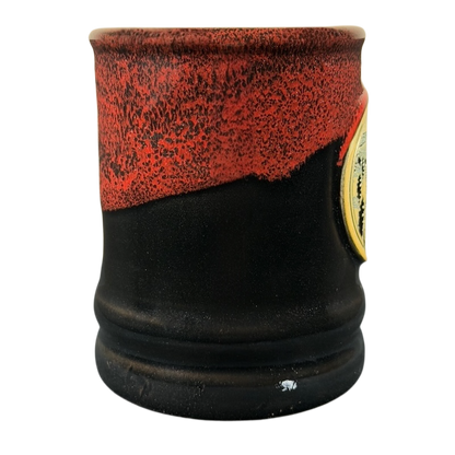 Grand Canyon Railway Deneen Pottery collectible mug featuring a striking black and red design.