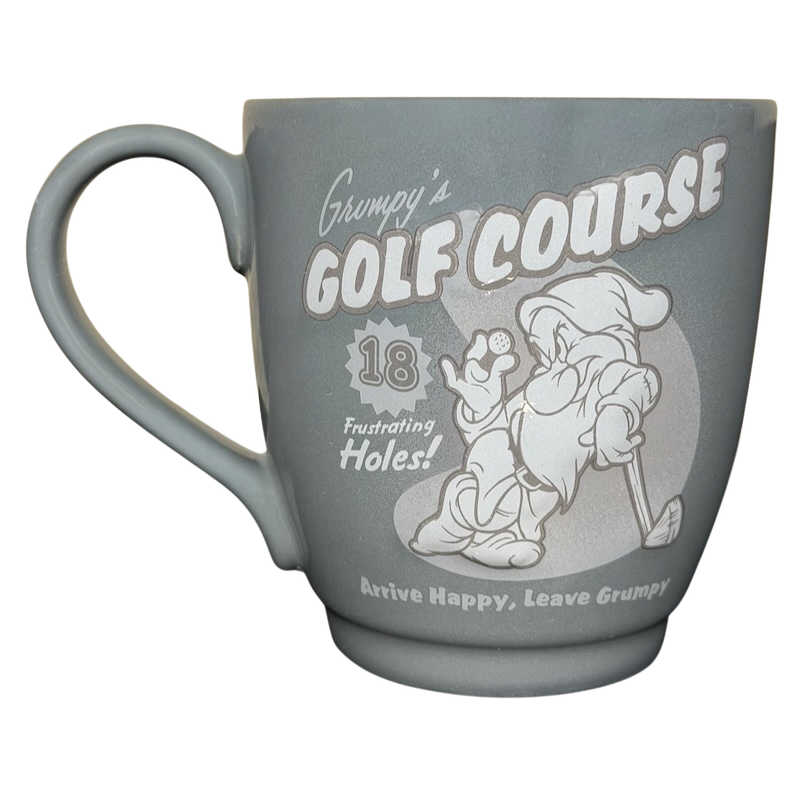 Grumpy's Golf Course mug Disney Store with whimsical design featuring Grumpy and golf theme