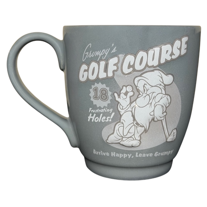 Grumpy's Golf Course mug Disney Store with whimsical design featuring Grumpy and golf theme