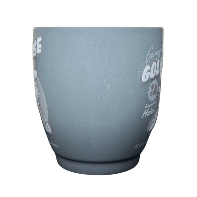 Grumpy’s Golf Course mug Disney Store featuring a matte grey finish and whimsical designs
