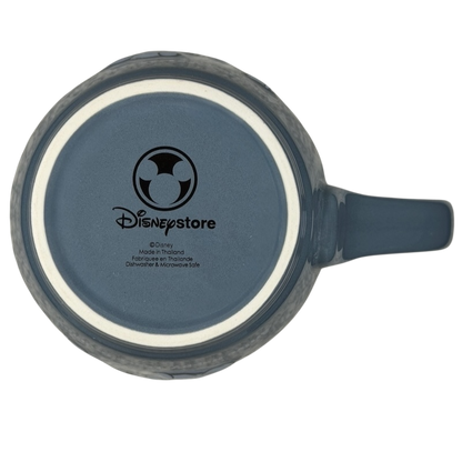 Top view of Grumpy’s Golf Course mug Disney Store with a blue handle and logo detail