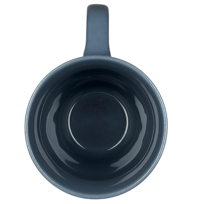 Top view of Grumpy’s Golf Course mug Disney Store in a deep blue color with a smooth finish