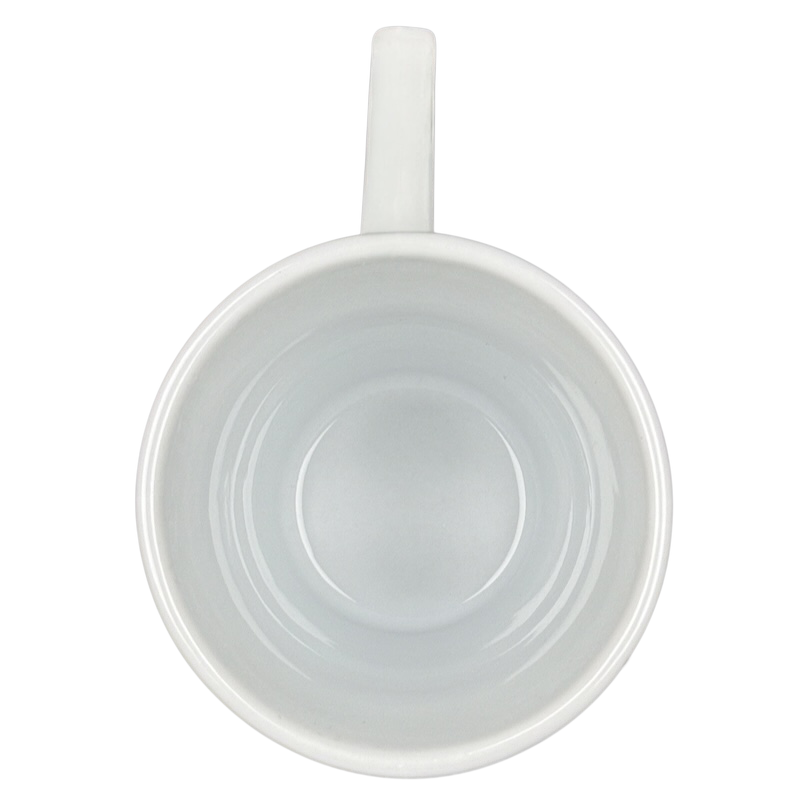 Frank Lloyd Wright vintage Guggenheim mug white ceramic top down view empty interior with handle