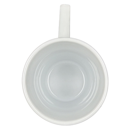 Frank Lloyd Wright vintage Guggenheim mug white ceramic top down view empty interior with handle