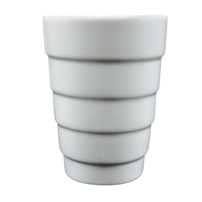 Frank Lloyd Wright vintage Guggenheim mug white ceramic tapered cup with stepped spiral bands
