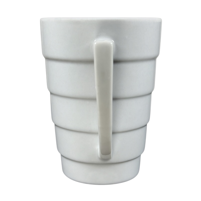 Krups white ceramic Frank Lloyd Wright vintage Guggenheim mug with stacked ring design and handle