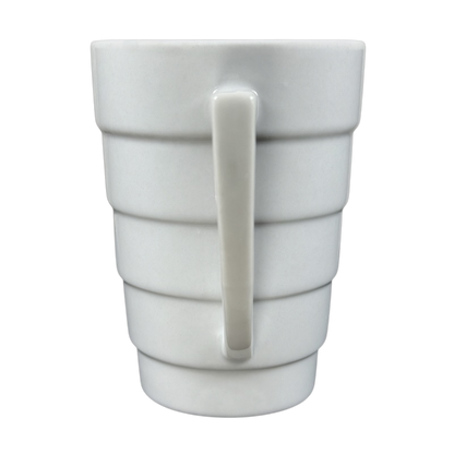 Krups white ceramic Frank Lloyd Wright vintage Guggenheim mug with stacked ring design and handle