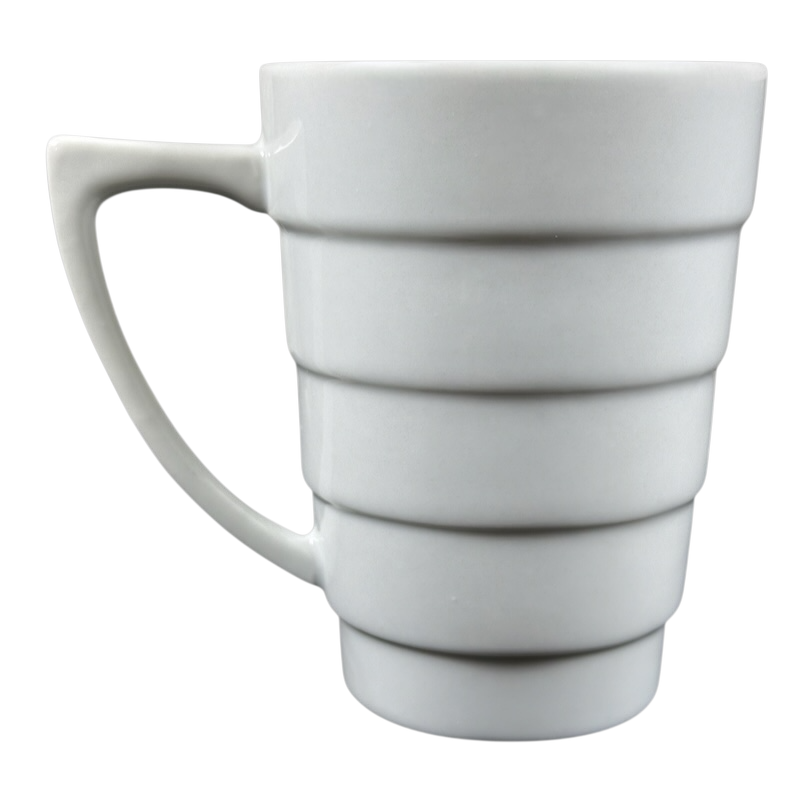 Frank Lloyd Wright vintage Guggenheim mug white ceramic ribbed tower design with ergonomic handle by Krups