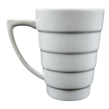 Frank Lloyd Wright vintage Guggenheim mug white ceramic ribbed tower design with ergonomic handle by Krups