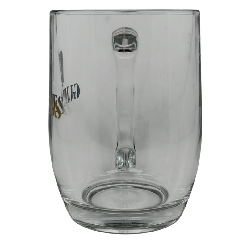 Guinness Harp Logo Glass Mug with a sleek design, perfect for enjoying your favorite drinks
