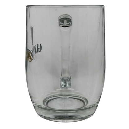 Guinness Harp Logo Glass Mug with a sleek design, perfect for enjoying your favorite drinks