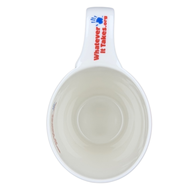 White Gwen Stefani collectible mug featuring a unique handle design and interior print