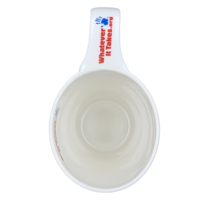 White Gwen Stefani collectible mug featuring a unique handle design and interior print